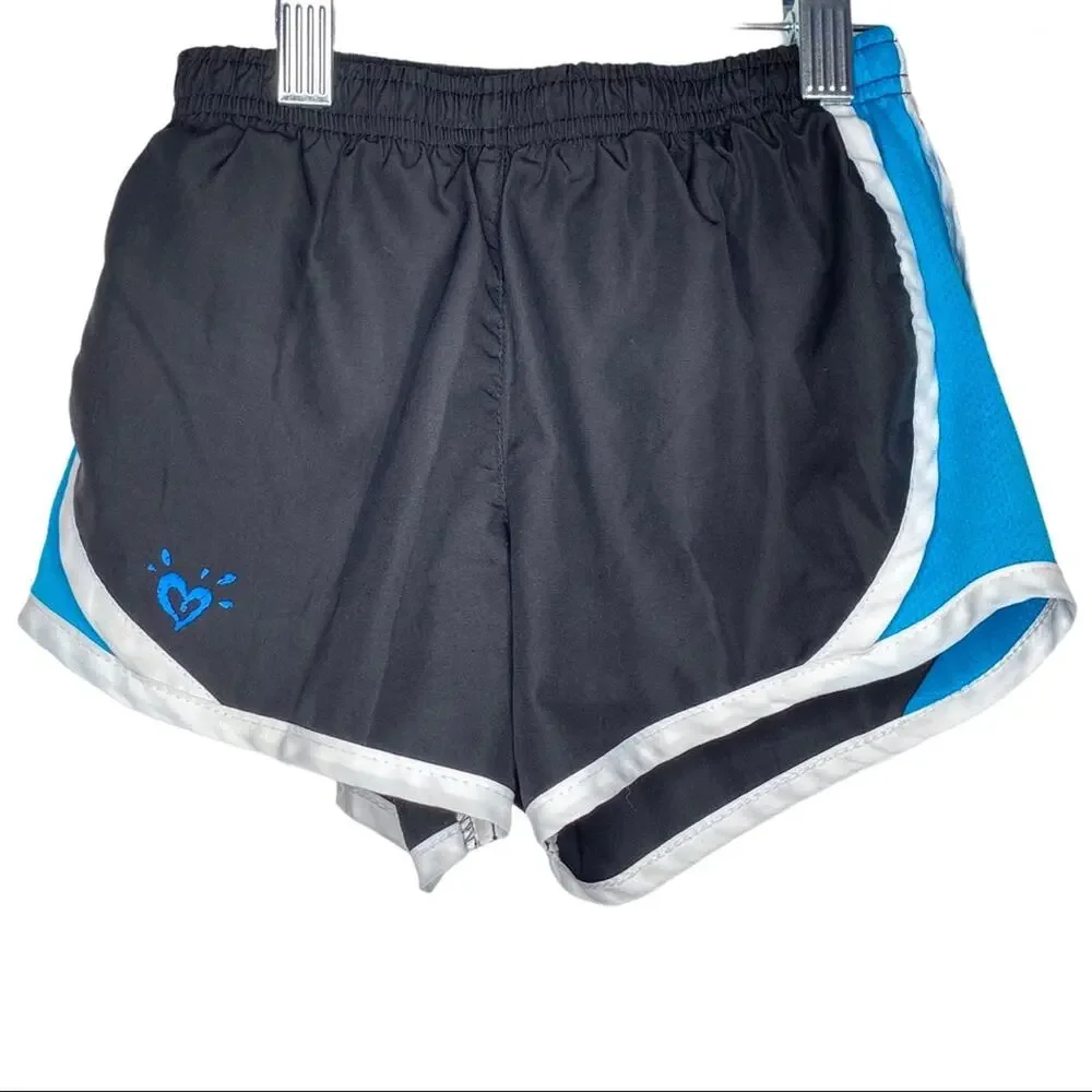 Girls Justice Athletic Black Blue Gym Running Shorts Size 7